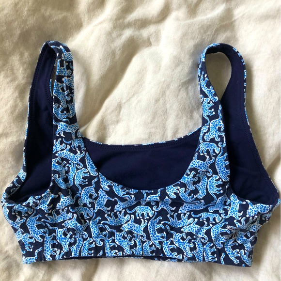 New Balance x J.Crew Workout Sports Bra Unlined Blue Leopards | Size M - Picture 3 of 6